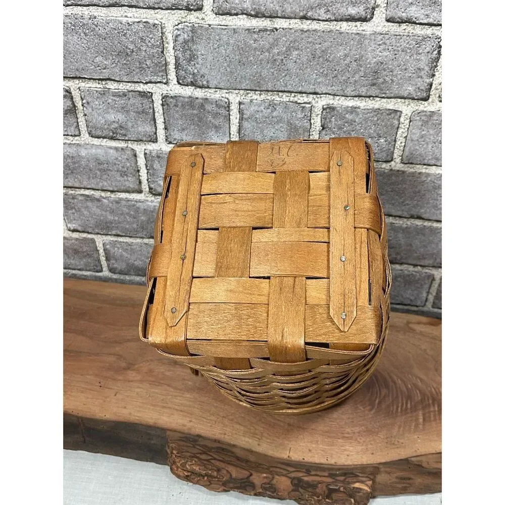 Vintage Longaberger Upright Basket Handwoven Rustic Home Decor
